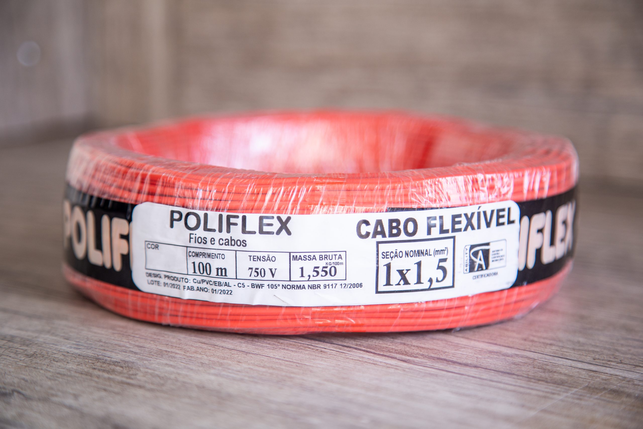 Fio Elétrico Cabo Flexível 1.5mm Rolo com 100 Metros - Vermelho - Imagem 3