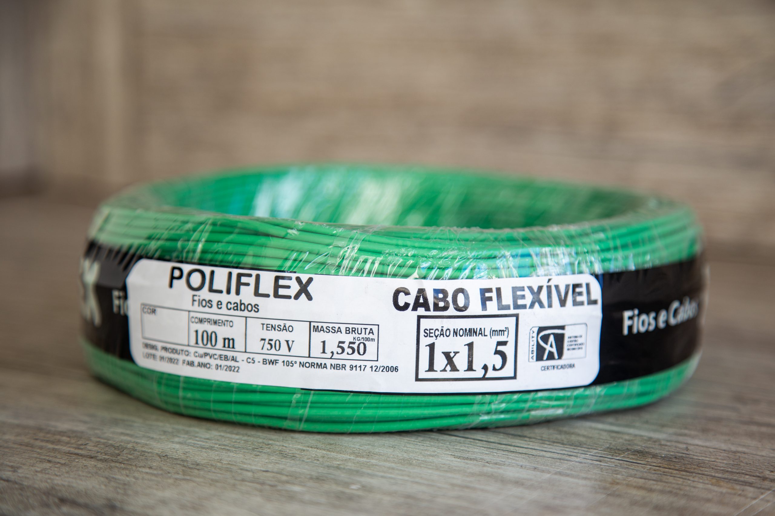 Fio Elétrico Cabo Flexível 1.5mm Rolo com 100 Metros - Verde - Imagem 2
