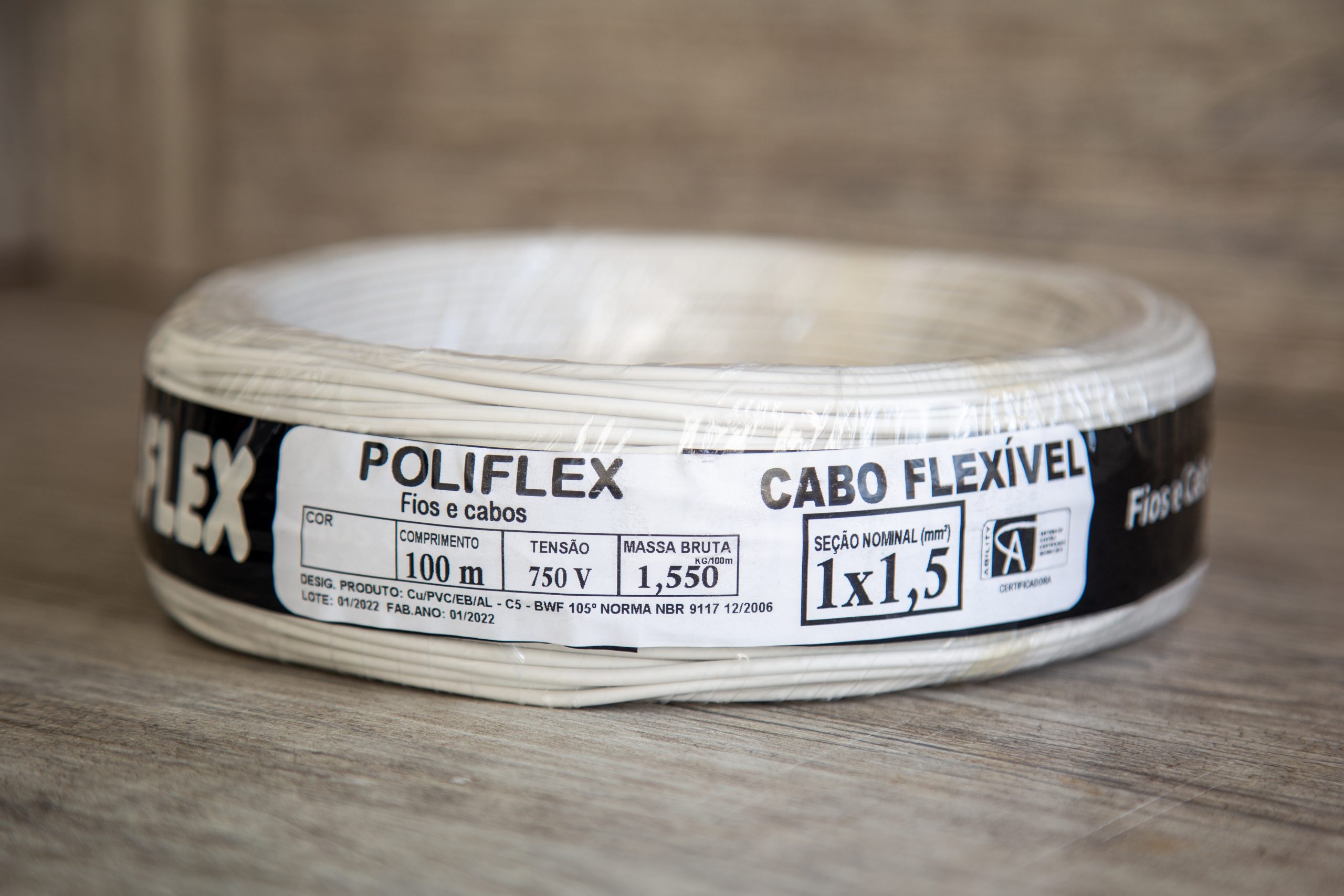 Fio Elétrico Cabo Flexível 1.5mm Rolo com 100 Metros - Branco - Imagem 2