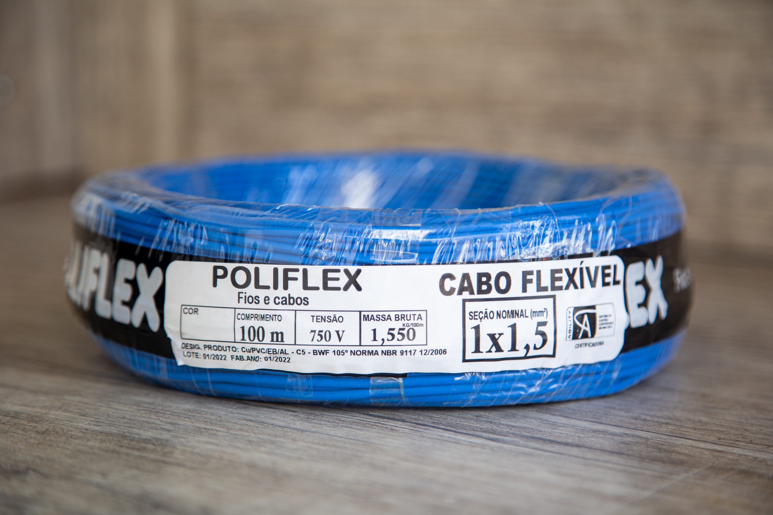 Fio Elétrico Cabo Flexível 1.5mm Rolo com 100 Metros - Azul - Imagem 2