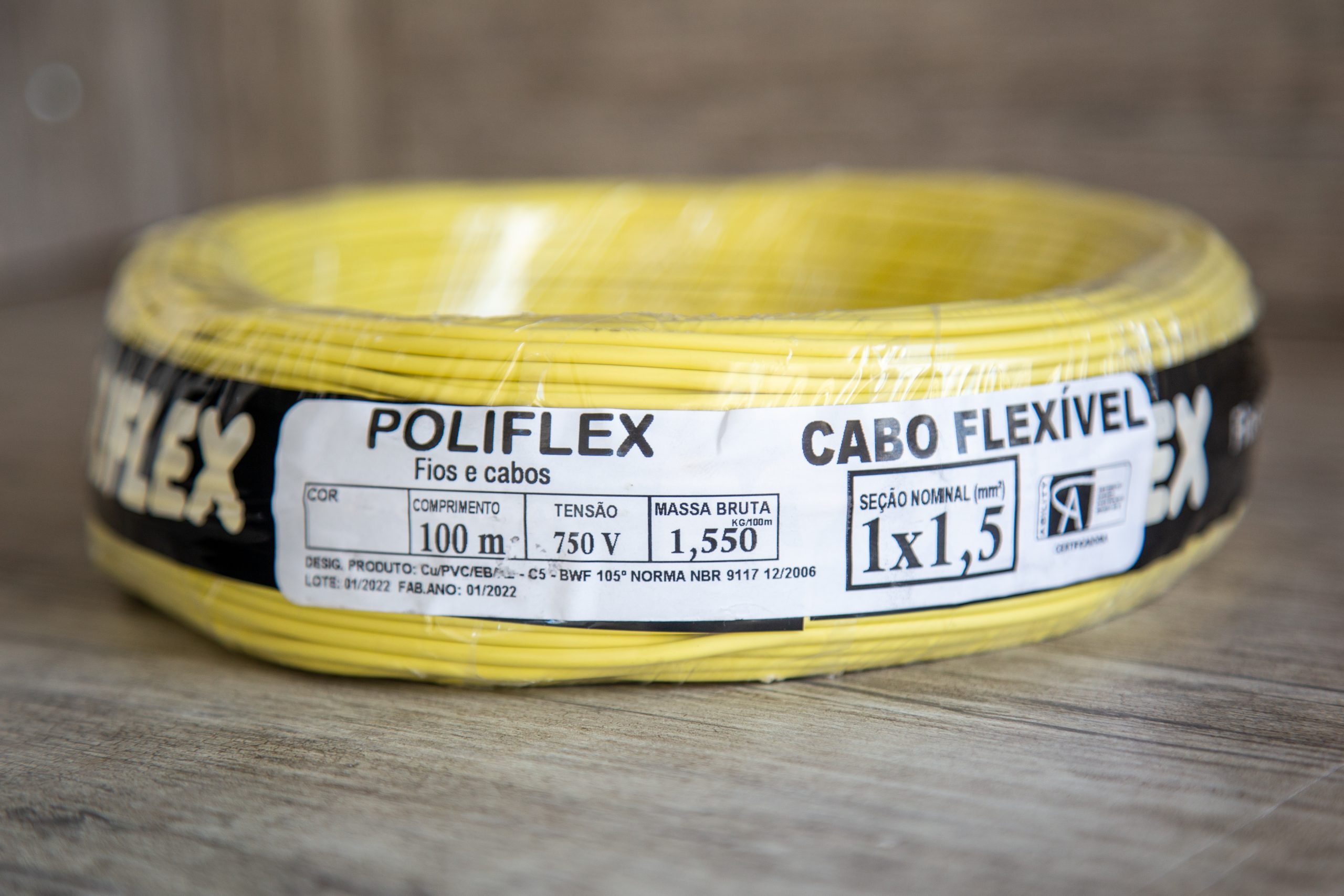 Fio Elétrico Cabo Flexível 1.5mm Rolo com 100 Metros - Amarelo - Imagem 3