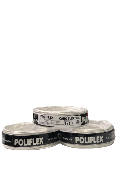 Fio Elétrico Cabo Flexível 1.5mm Rolo com 50 Metros - Branco