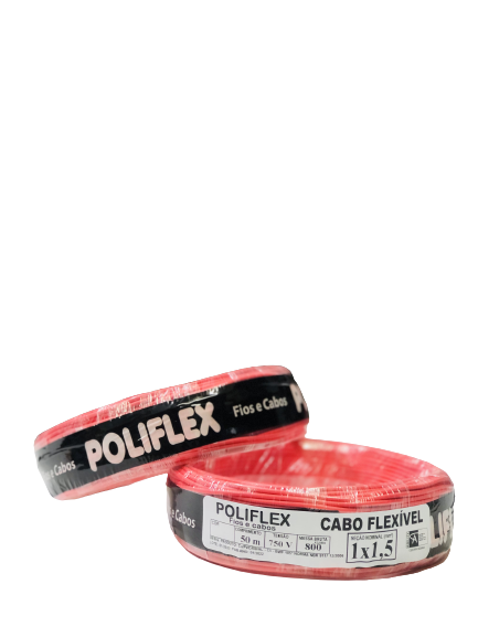 Fio Elétrico Cabo Flexível 1.5mm Rolo com 50 Metros - Vermelho